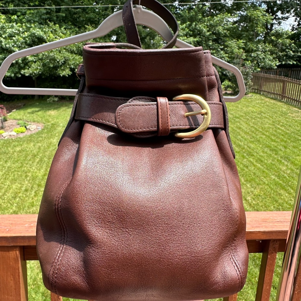 Restored Vintage Coach Dark Brown Soho Belted Leather Pouch 4156
